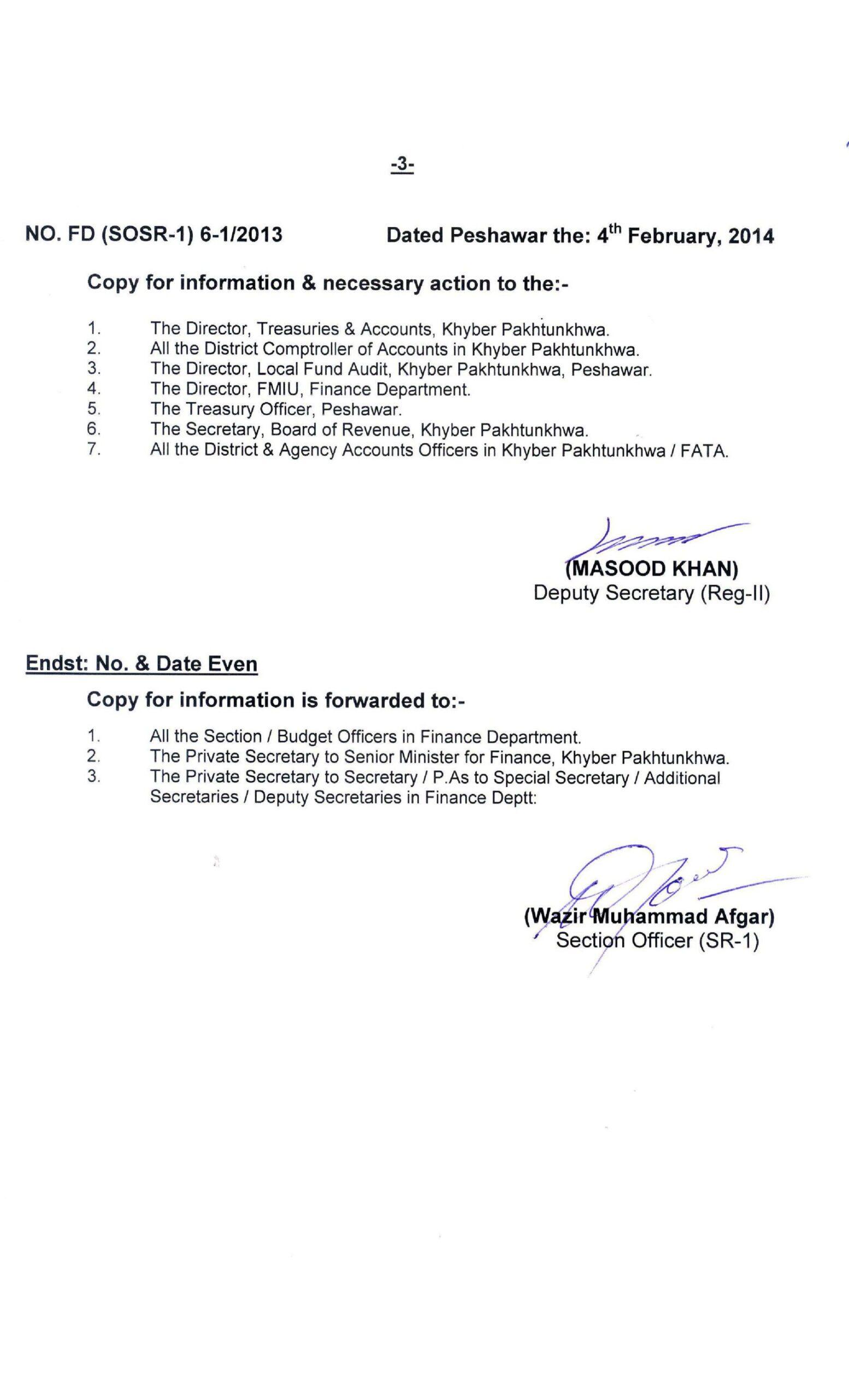 Notification Of Management Position Scales (MP-I, MP-II, MP-III) Govt Of KPK 2014